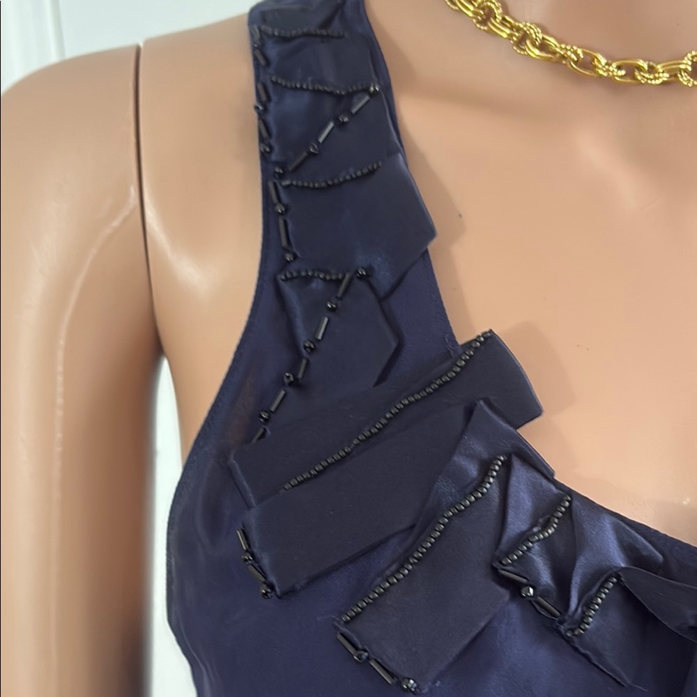 Banana Republic Blue Ruffled Tie Front Tank Top - Picture 3 of 8